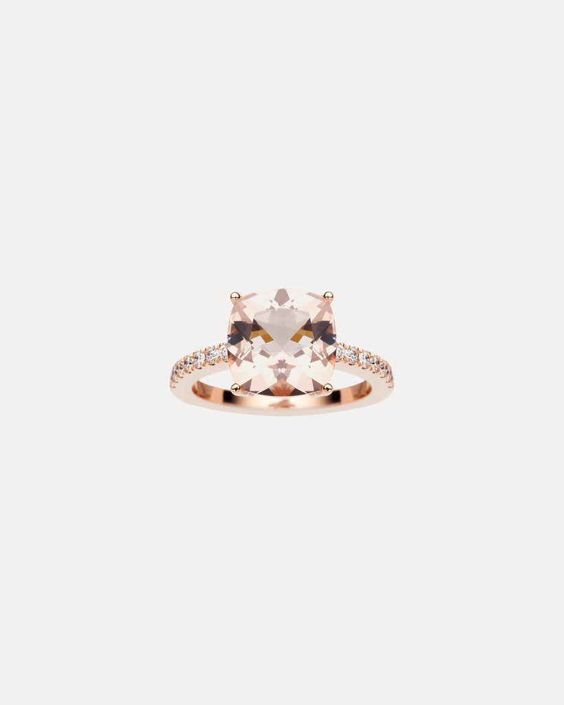 18CT ROSE GOLD PINK MORGANITE & DIAMOND BONNARD RING