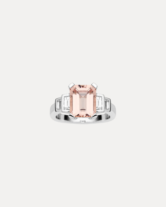 18CT PINK MORGANITE & DIAMOND MONTMARTRE RING