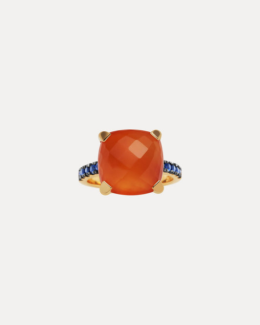 18CT CORNELIAN & SAPPHIRE KEATON RING