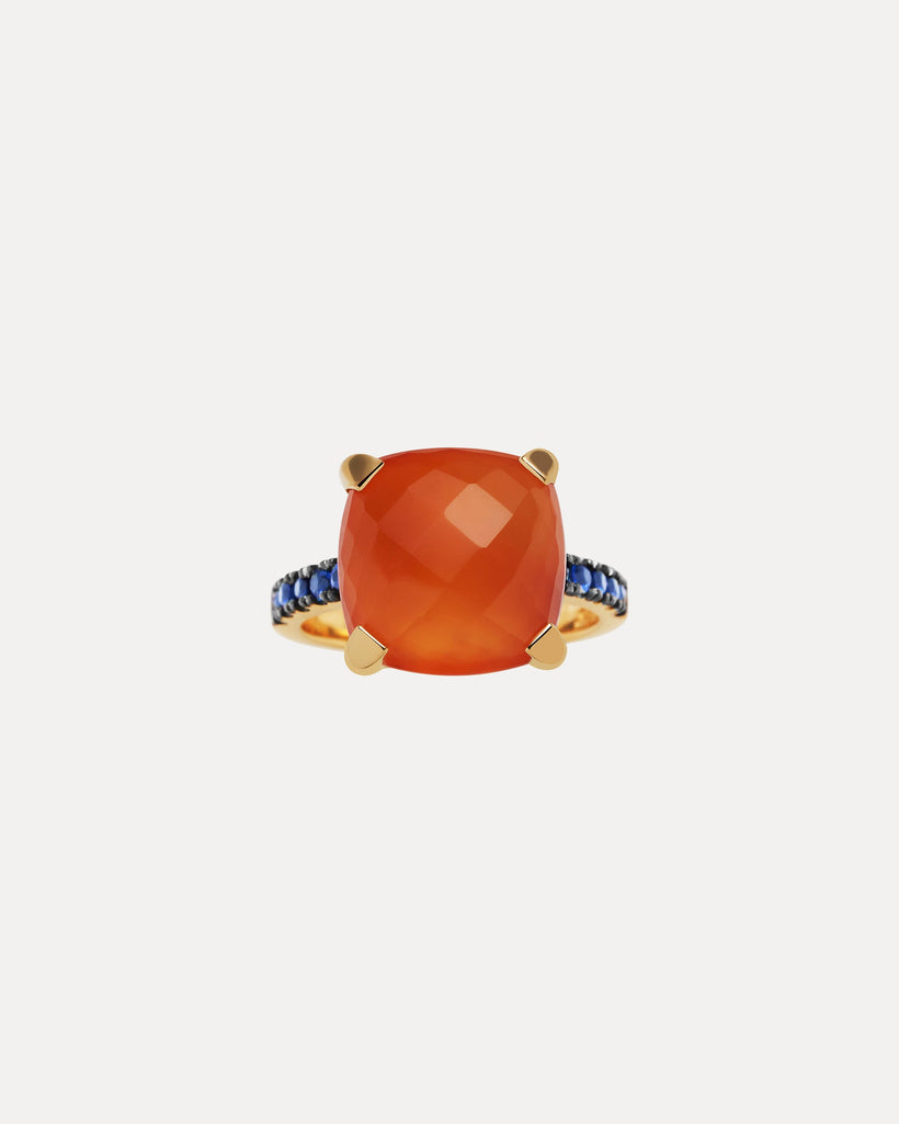 18CT CORNELIAN & SAPPHIRE KEATON RING