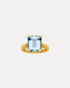 18CT EMERALD CUT AQUAMARINE RING