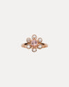 18CT ROSE GOLD PINK MORGANITE & DIAMOND PATTI RING