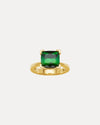 18CT GREEN CUSHION CUT TOURMALINE RING