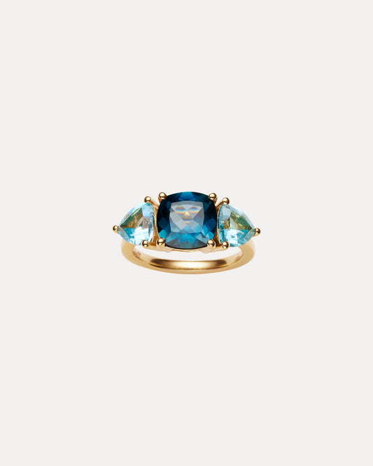 9CT LONDON BLUE TOPAZ & BLUE TOPAZ FONDA RING