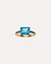 9CT LONDON BLUE TOPAZ & SAPPHIRE BINOCHE RING