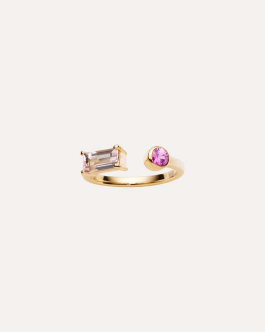 9CT PINK MORGANITE & PINK SAPPHIRE CALYPSO BAND