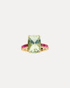 9CT GREEN AMETHYST & PINK SAPPHIRE TEX RING