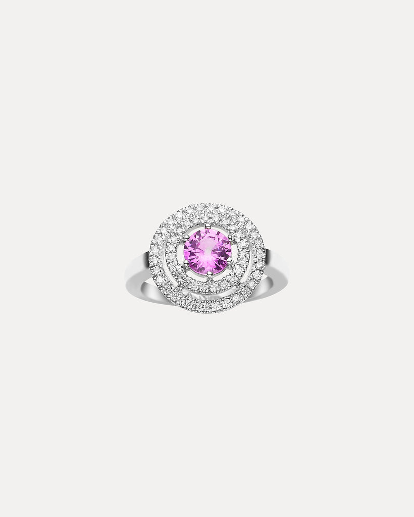 18CT PINK SAPPHIRE & DIAMOND REGENT RING