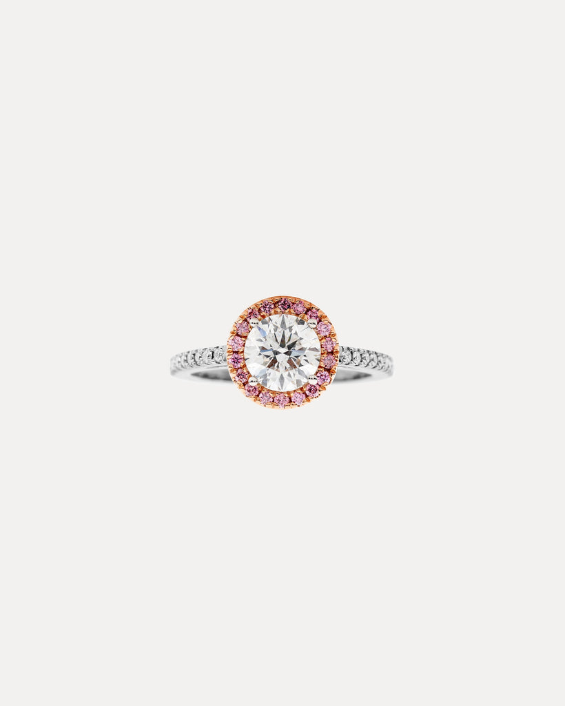 18CT DIAMOND & PINK DIAMOND PICCADILLY RING