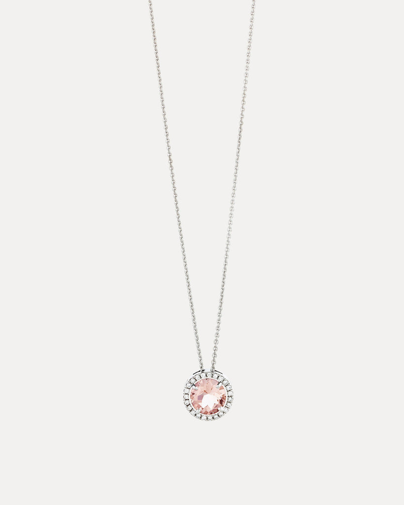 18CT PINK MORGANITE & DIAMOND ORBIT PENDANT