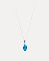 18CT WHITE GOLD LONDON BLUE TOPAZ & SAPPHIRE TIVOLI PENDANT