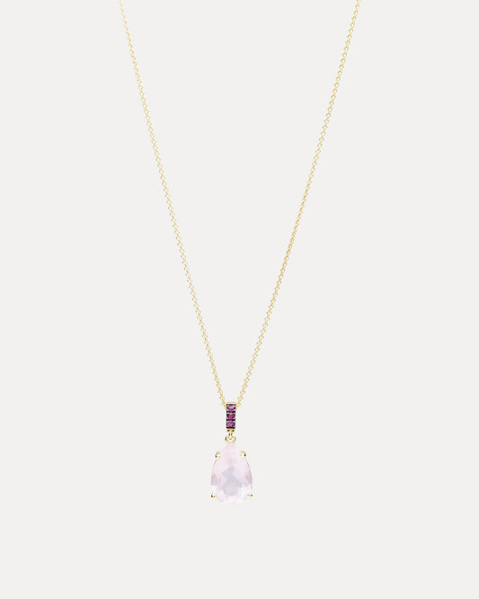 18CT ROSE QUARTZ & RUBY TIVOLI PENDANT