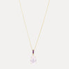 18CT ROSE QUARTZ & RUBY TIVOLI PENDANT