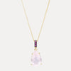 18CT ROSE QUARTZ & RUBY TIVOLI PENDANT