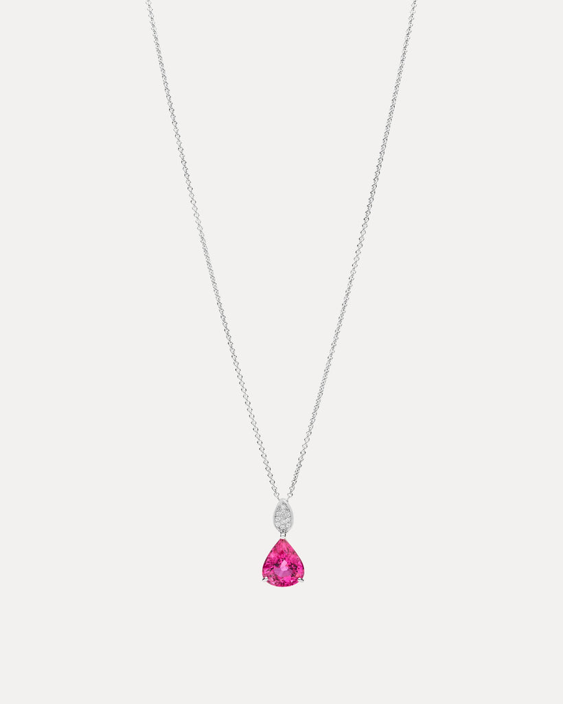 BESPOKE 18CT PINK TOURMALINE & DIAMOND PENDANT