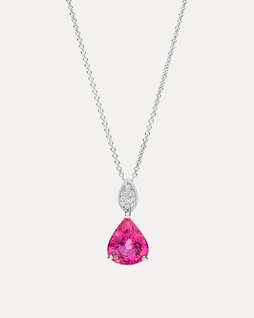 BESPOKE 18CT PINK TOURMALINE & DIAMOND PENDANT