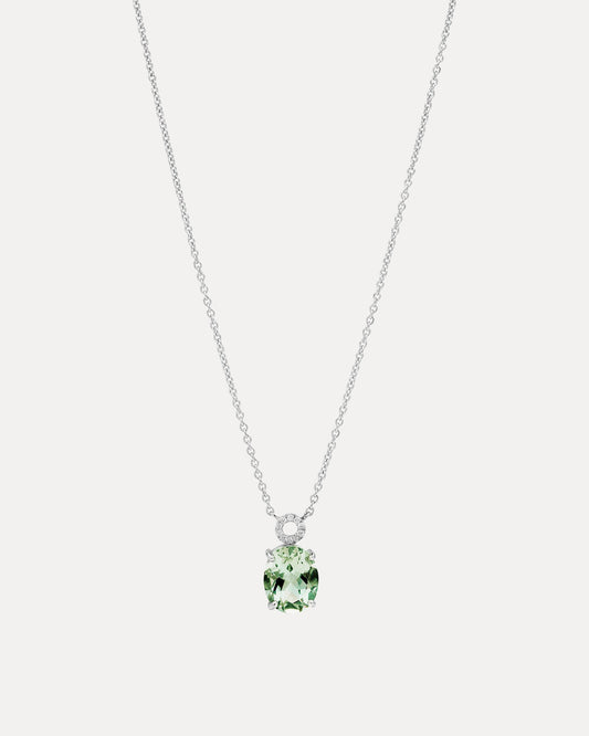 18CT GREEN AMETHYST & DIAMOND BELLINGEN PENDANT