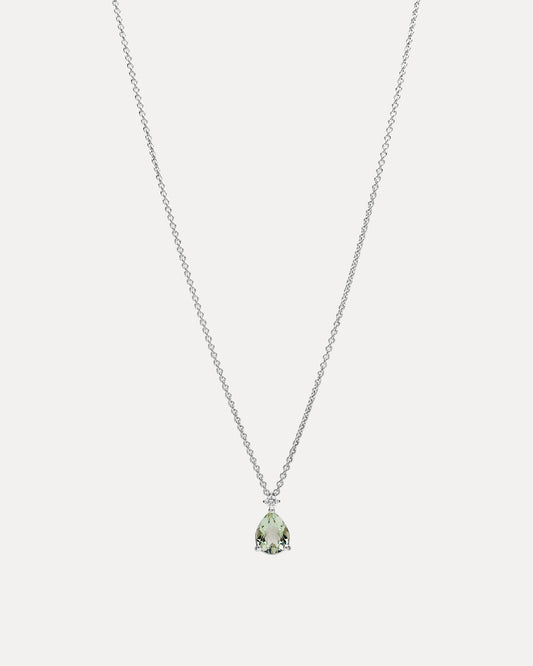 18CT WHITE GOLD GREEN AMETHYST & DIAMOND BONNARD PENDANT