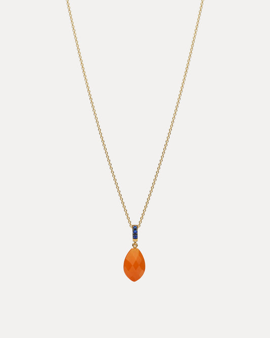 18CT CORNELIAN & SAPPHIRE KEATON PENDANT