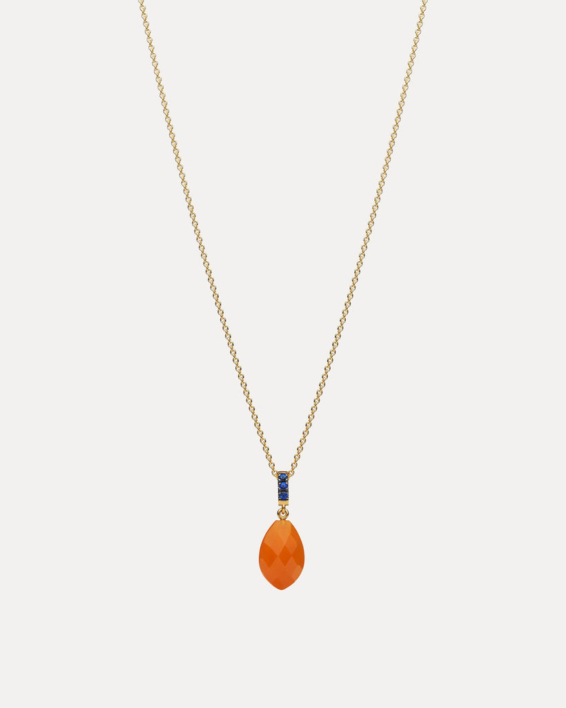 18CT CORNELIAN & SAPPHIRE KEATON PENDANT