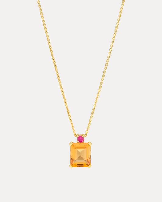 18CT CITRINE & RUBY REDDY PENDANT