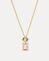 9CT PINK MORGANITE & GREEN AMETHYST RONSTADT PENDANT