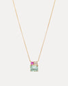 9CT GREEN AMETHYST, PINK MORGANITE & PINK SAPPHIRE CALYPSO PENDANT