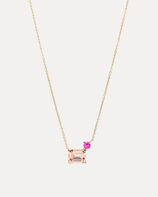 9CT PINK MORGANITE & PINK SAPPHIRE CALYPSO PENDANT