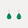 18CT MALACHITE & DIAMOND RAINDROP EARRINGS