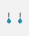 18CT WHITE GOLD LONDON BLUE TOPAZ & SAPPHIRE TIVOLI EARRINGS