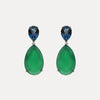 18CT WHITE GOLD LONDON BLUE TOPAZ & GREEN AGATE VIVID EARRINGS