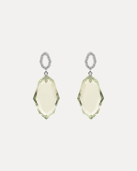 18CT GREEN AMETHYST & DIAMOND BRINDABELLA EARRINGS