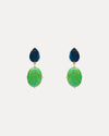 18CT GREEN TURQUOISE & LONDON BLUE TOPAZ SAMOS EARRINGS (LIMITED EDITION)