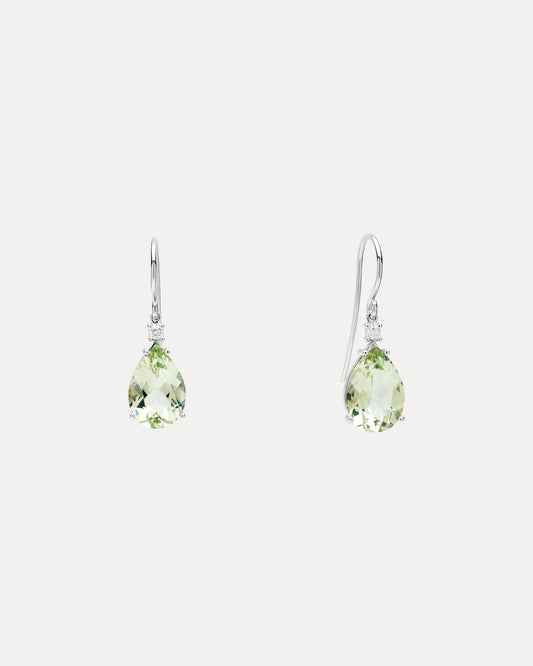 18CT GREEN AMETHYST & DIAMOND BONNARD EARRINGS