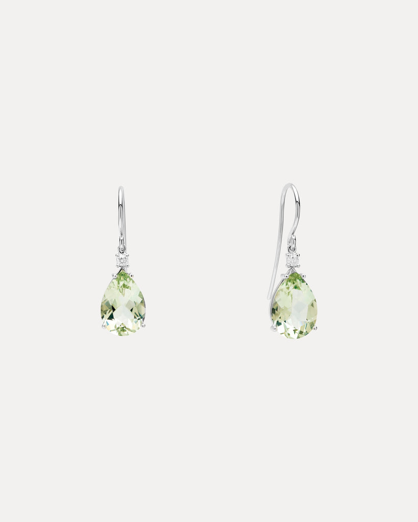 18CT GREEN AMETHYST & DIAMOND BONNARD EARRINGS