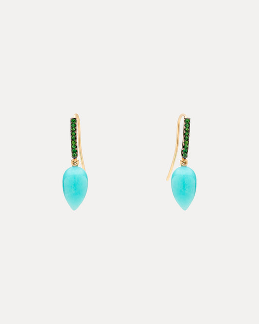 9CT AMAZONITE & TSAVORITE ROTONDE EARRINGS