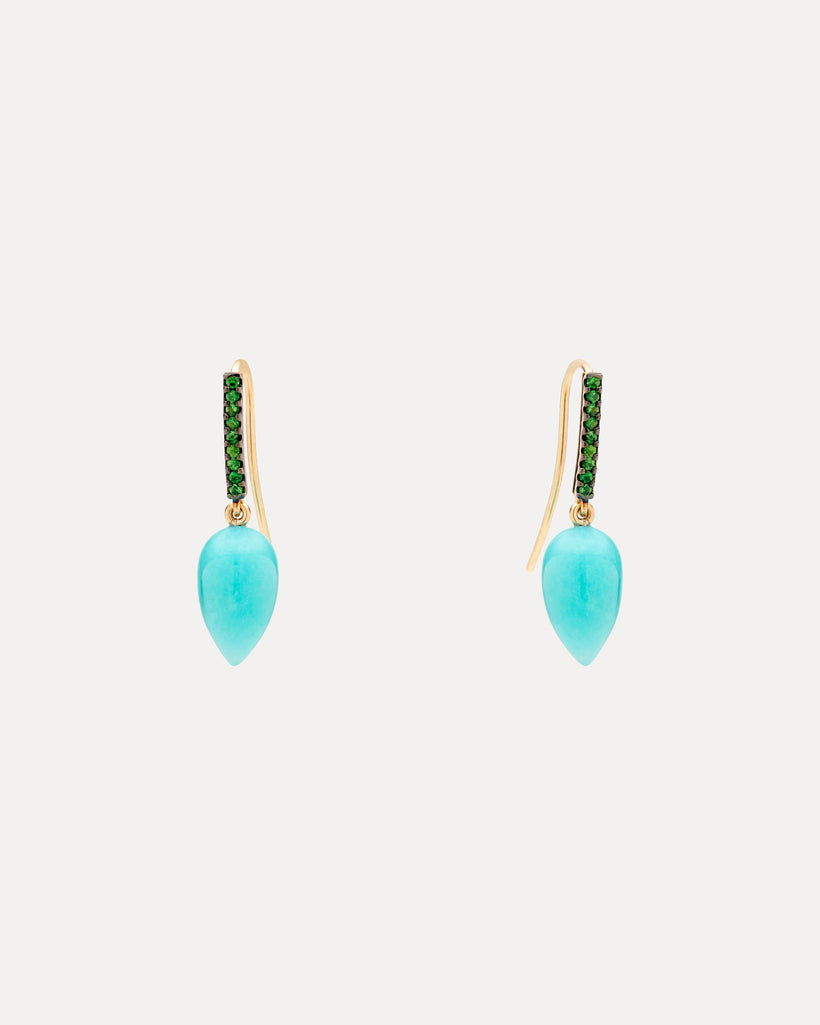 9CT AMAZONITE & TSAVORITE ROTONDE EARRINGS