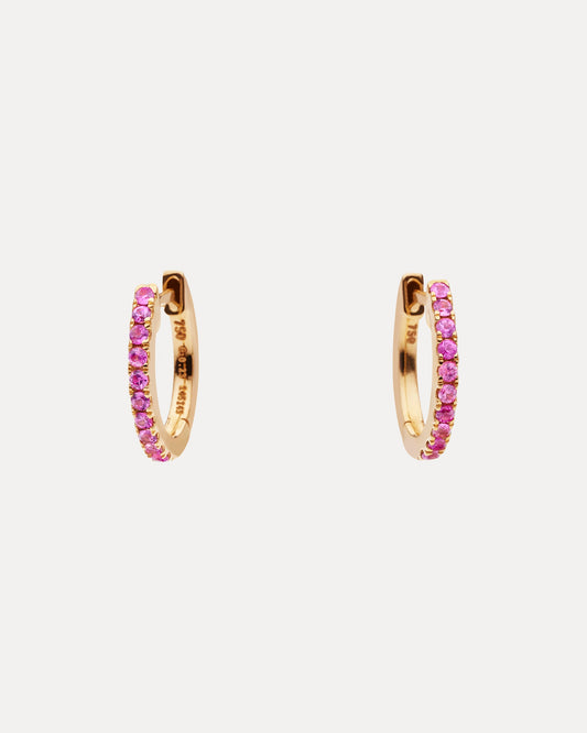 18CT YELLOW GOLD PINK SAPPHIRE CUFF EARRINGS