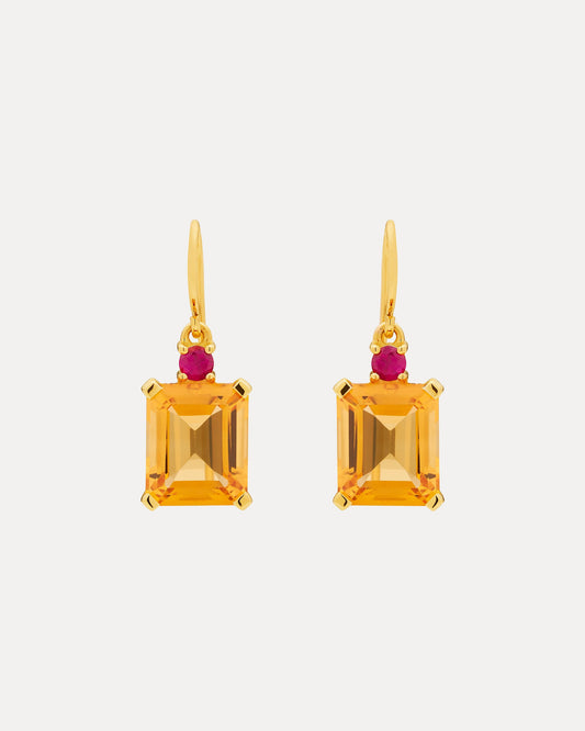 18CT CITRINE & RUBY REDDY EARRINGS