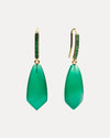 9CT GREEN AGATE & TSAVORITE CAMPION EARRINGS