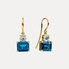 9CT GREEN AMETHYST & LONDON BLUE TOPAZ BINOCHE EARRINGS