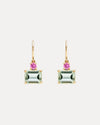 9CT GREEN AMETHYST & PINK SAPPHIRE CALYPSO EARRINGS