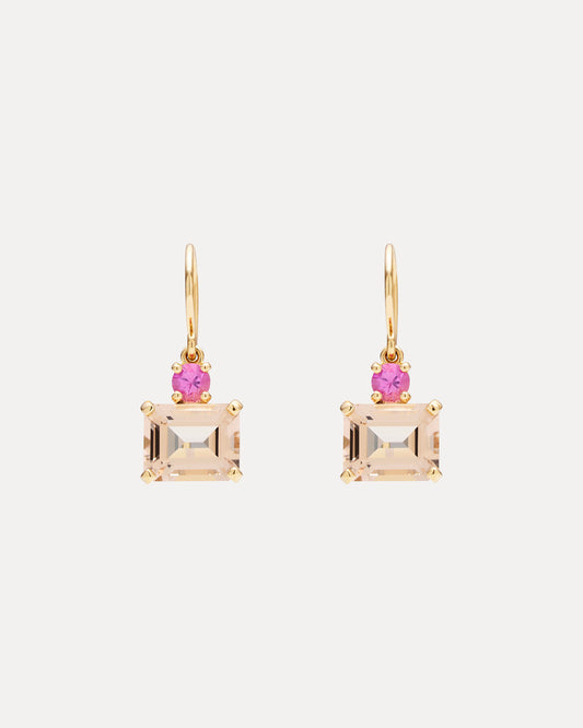 9CT PINK MORGANITE & PINK SAPPHIRE CALYPSO EARRINGS