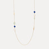 9CT NIELSEN GREEN AMETHYST, LAPIS & PEARL NECKLACE 76CM