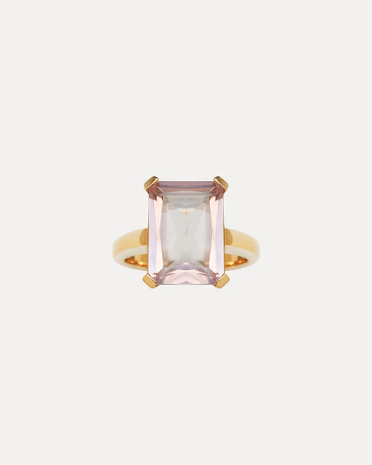 9CT ROSE QUARTZ SUNSET RING