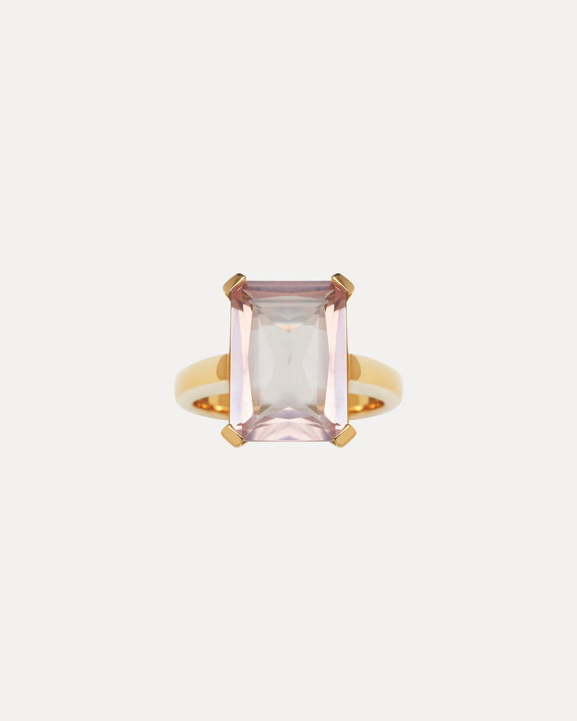 9CT ROSE QUARTZ SUNSET RING