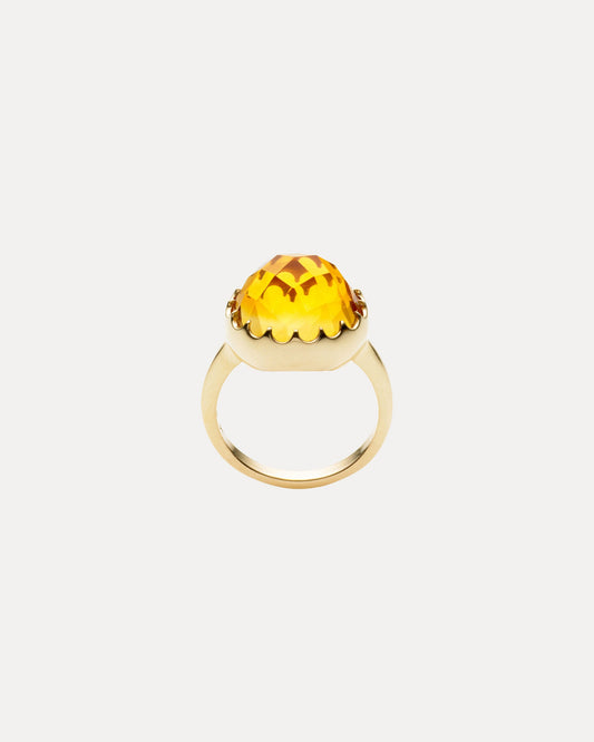 9CT YELLOW GOLD CITRINE DUOMO RING