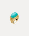 9CT OVAL AMAZONITE GAUDI RING