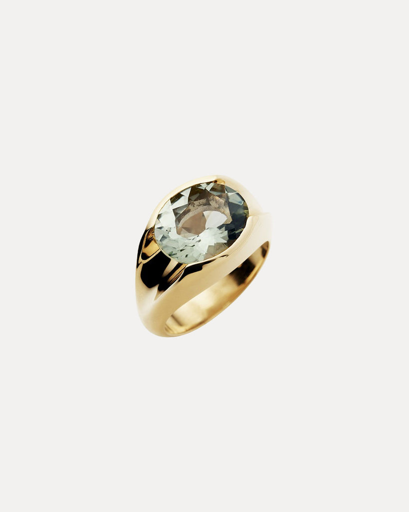 9CT GREEN AMETHYST VIRAGO RING