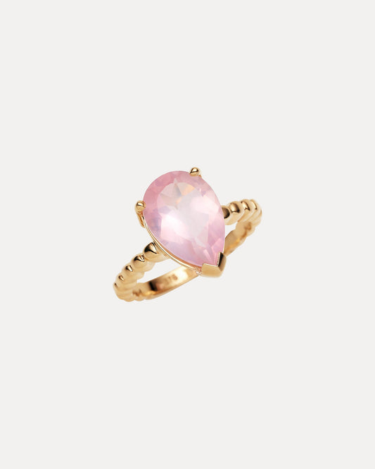 9CT ROSE QUARTZ CHERRY BLOSSOM RING